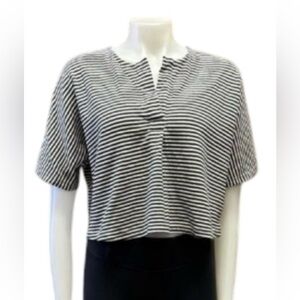Madewell Crop EUC Striped White/Black Size Medium